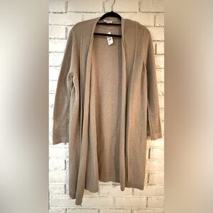 LOFT long knit cardigan in oatmeal, XL NWT